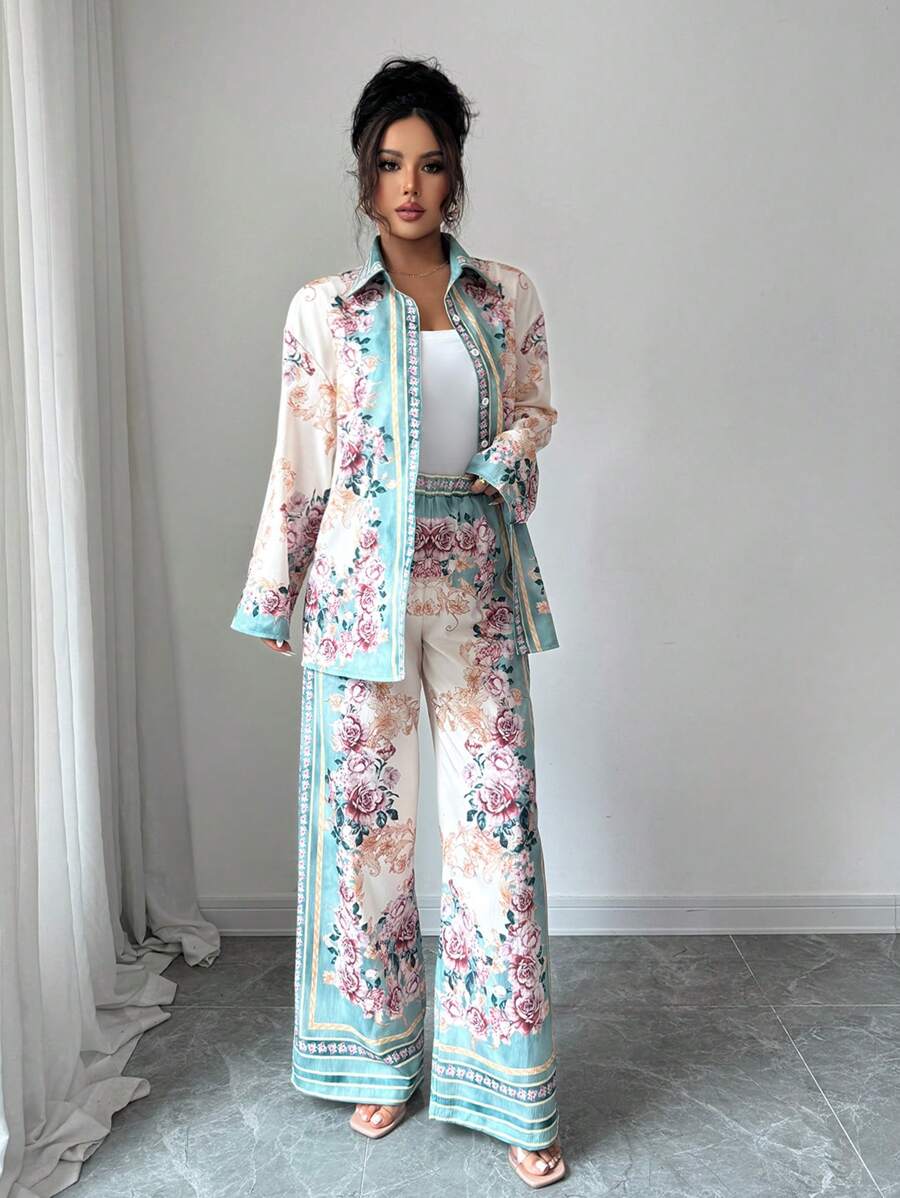 Bloom into effortless style with this charming 2-piece set that's practically begging for your next getaway. The long-sleeve floral shirt pairs perfectly with matching pants, creating a coordinated look that feels put-together without trying too hard. Whether you're lounging by the pool, exploring a new city, or just want to feel fabulous on a casual day, this set delivers comfort and personality in one go. The playful print brings joy to your wardrobe while the relaxed fit keeps you moving freely. Pack it,