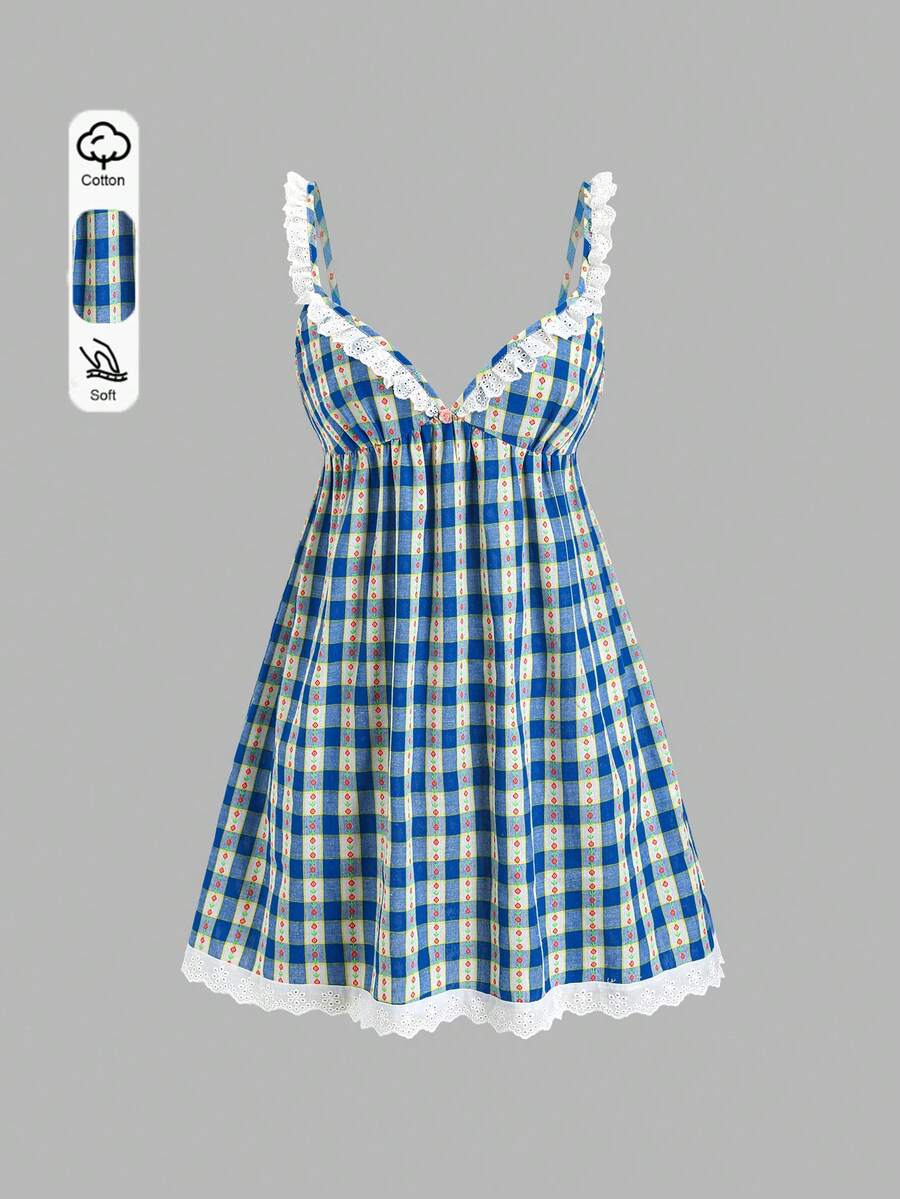 Front view of blue floral cami dress for romantic summer escapes