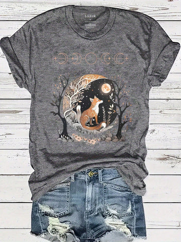 Roam the streets in style with our Chic Fox Graphic Tee for Women. This trendy and stylish casual top features a charming fox design, making it a playful addition to any outfit. Embrace your inner fashionista and turn heads with this must-have tee!