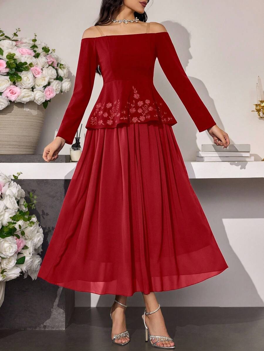 Bonjour! Here's your product description: Ooh là là, this French-inspired two-piece set is giving major chic energy! The off-shoulder top features delicate embroidery that whispers elegance, while the cinched waist piece hugs you in all the right ways. Perfect for date night, brunch with the girls, or whenever you want to feel effortlessly sophisticated. Mix, match, or wear together—this set is your new go-to for turning heads and feeling fabulous.