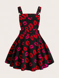 Be a trendsetter in this Chic & Fun Plus Size Casual Lip Print Strap Dress. The playful print and flattering straps will have you feeling chic and confident. Perfect for a casual day out or a fun night on the town. Lip-erfect addition to your wardrobe!