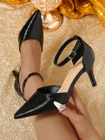 Step up your style game with these chic gold high heels, featuring a sleek pointed toe and a playful single buckle. The elegant hollow-out design adds a flirty twist to your outfit, perfect for dancing the night away or turning heads at any event. Effortlessly glam, these shoes bring a touch of sparkle and fun wherever you go!