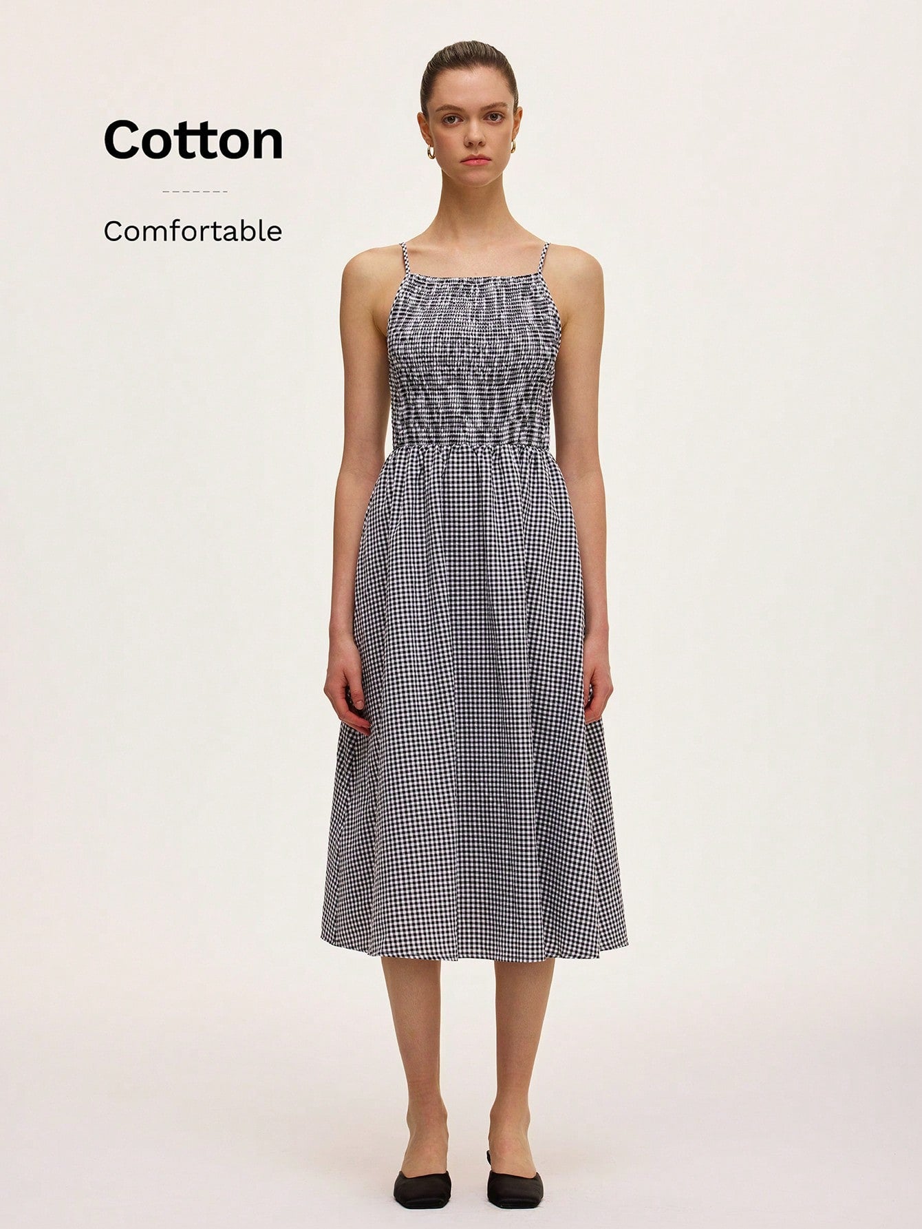 This playful green gingham peplum slip dress brings a fresh twist to casual style. Its elastic chest ensures a comfy, flattering fit, while the peplum detail adds a flirty flair. Perfect for sunny days or laid-back outings, this dress combines comfort and charm effortlessly.