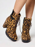 Make a bold statement with these edgy Chic Grunge Punk Leopard Print High Heel Ankle Boots. Featuring a striking leopard print design combined with rebellious studded buckle detailing, these boots deliver attitude and style in one fierce package. The sleek high heel silhouette elongates your legs while the ankle-cut design offers versatile styling options. Perfect for adding an edge to any outfit, from casual streetwear to night-out looks.