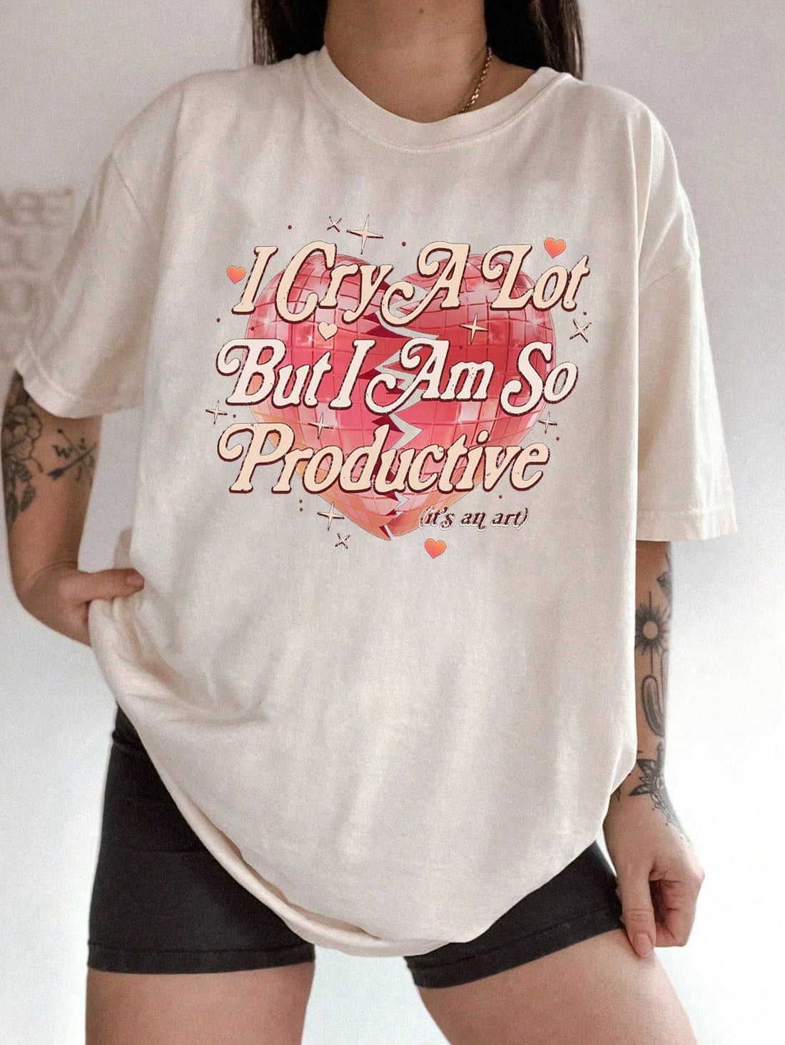 Stay stylish and comfortable this summer with our Chic Heart Print Casual Tee. Featuring a unique heart print and effortless slogan style, this tee is perfect for everyday wear. Made with high-quality materials, it's guaranteed to keep you cool and stylish all season long. Upgrade your wardrobe now!