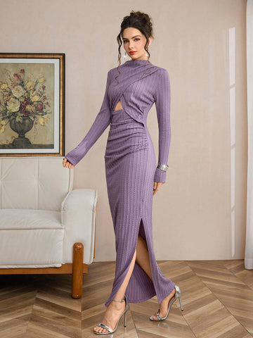 Elevate your autumn wardrobe with this chic high-neck bodycon dress that's as comfortable as it is stylish. Crafted from cozy knit fabric, it hugs your curves in all the right ways while keeping you warm through the season. Whether you're heading to a casual outing, catching up with friends, or dancing the night away at a party, this versatile piece delivers effortless sophistication. The sleek silhouette and timeless high neckline make it perfect for layering or wearing solo. Dress it up with heels and sta