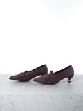 Elevate your professional wardrobe with these sophisticated pointed-toe pumps. Crafted from premium PU leather with a sleek burgundy finish, they deliver timeless elegance for the office and beyond. The low heel provides all-day comfort while maintaining a polished silhouette perfect for business casual settings. True-to-size fit ensures a seamless experience. Whether you're heading to work, special occasions, or seasonal celebrations, these versatile court pumps transition effortlessly from spring through 