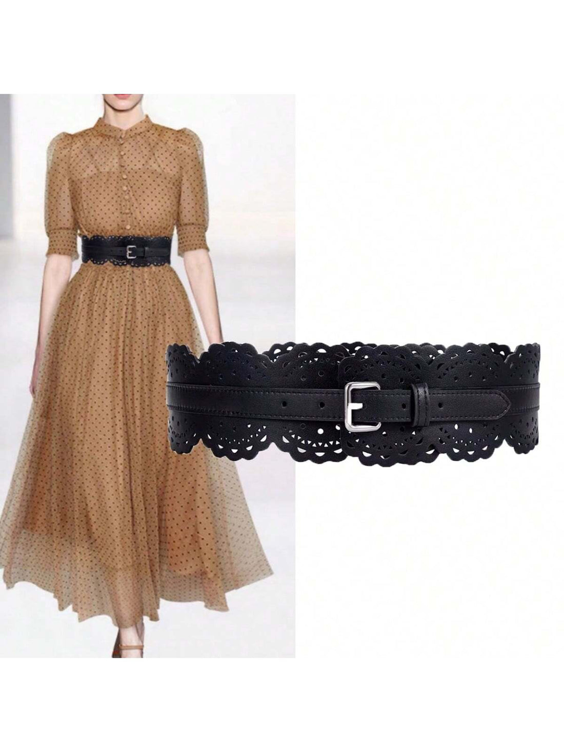 The Chic Hollow-Out Wide Waist Belt is the perfect accessory for spring and summer styles. Its unique design adds a touch of elegance to any outfit, while also cinching the waist for a flattering silhouette. Made with high-quality materials, this belt is both stylish and durable.