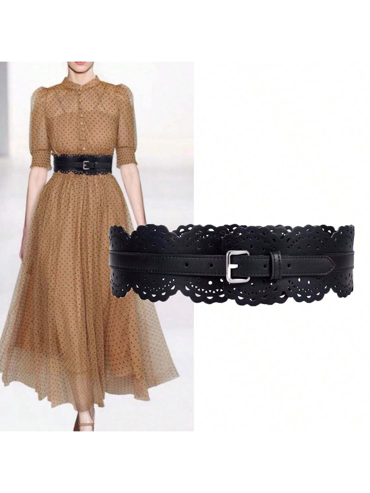 The Chic Hollow-Out Wide Waist Belt is the perfect accessory for spring and summer styles. Its unique design adds a touch of elegance to any outfit, while also cinching the waist for a flattering silhouette. Made with high-quality materials, this belt is both stylish and durable.
