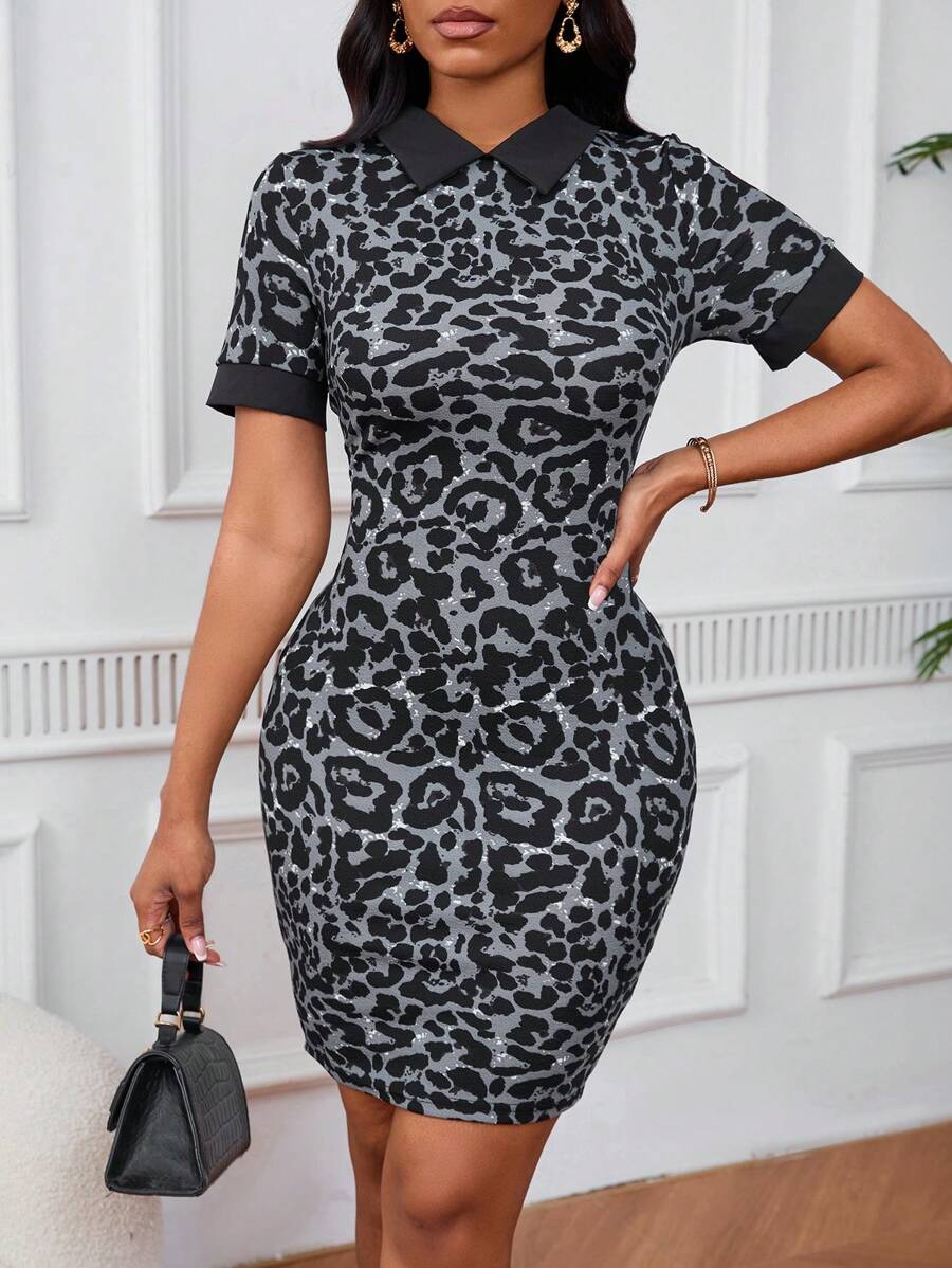 Turn heads in this stunning houndstooth bodycon dress that perfectly blends timeless pattern with modern silhouette. The fitted design hugs your curves in all the right ways, while the crisp contrast collar adds a preppy twist that's totally unexpected. Whether you're heading to brunch with the girls or a night out on the town, this dress delivers serious style points without trying too hard. Classic print, contemporary cut, pure confidence.
