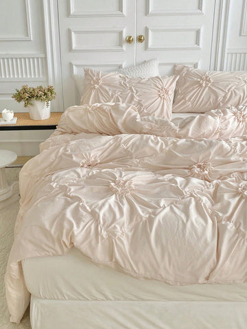 Elevate your bedroom with the Chic Khaki Chiffon Flower Duvet Cover Set. Designed with a stylish and luxurious touch, this set is the perfect addition to any bedroom. The soft chiffon material and delicate flower design offer a sophisticated and elegant look. Transform your room into a peaceful and stylish retreat with this duvet cover set.