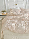 Elevate your bedroom with the Chic Khaki Chiffon Flower Duvet Cover Set. Designed with a stylish and luxurious touch, this set is the perfect addition to any bedroom. The soft chiffon material and delicate flower design offer a sophisticated and elegant look. Transform your room into a peaceful and stylish retreat with this duvet cover set.