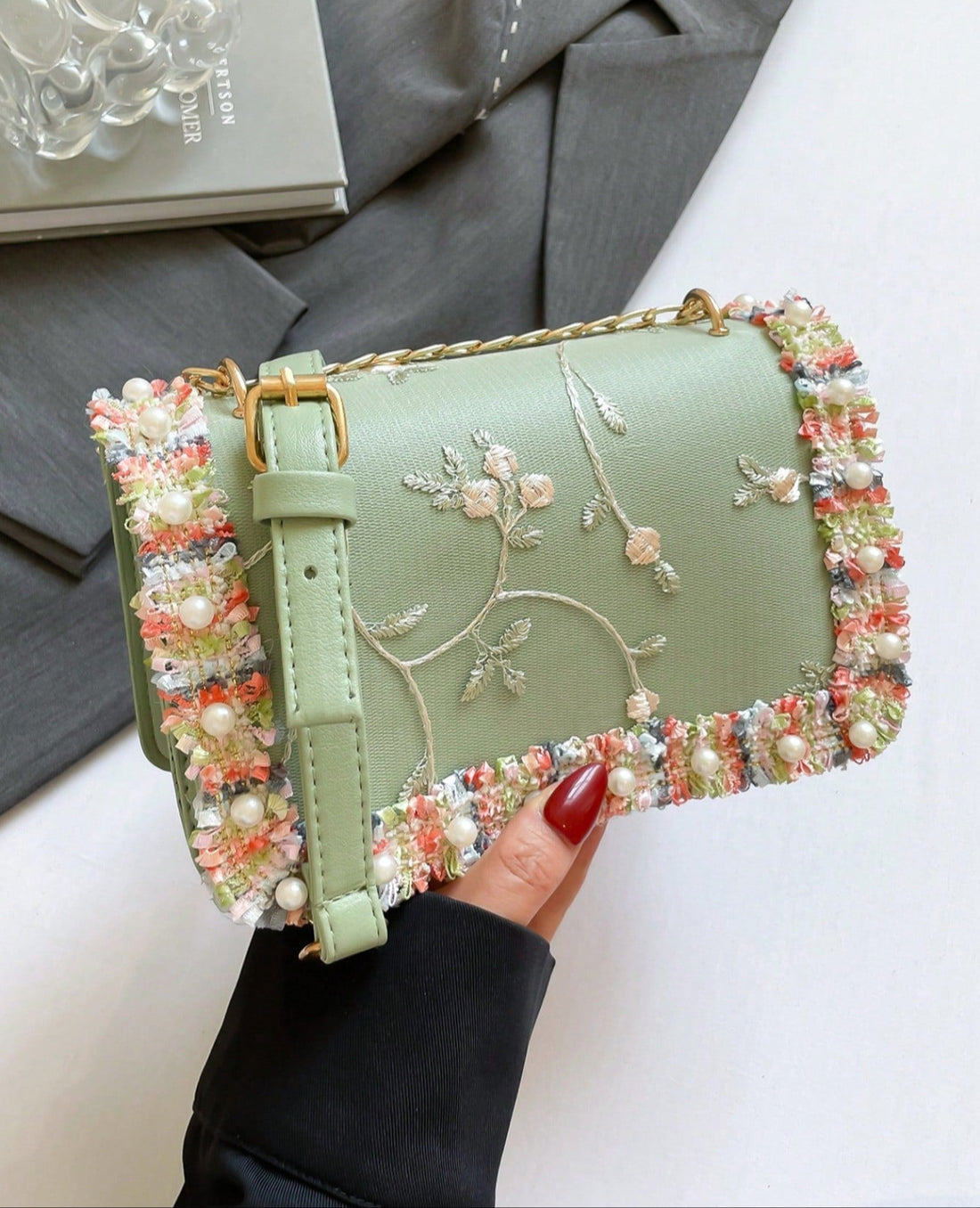 Add a touch of whimsy to your outfit with this Chic Lace Crossbody Bag. Featuring delicate lace detailing and a sleek chain strap, this Korean-style purse effortlessly blends charm and versatility. Perfect for day-to-night adventures, it keeps your essentials close while elevating your look with playful sophistication.