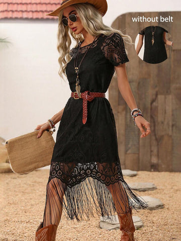 Step into summer with this Chic Lace Trim Maxi Dress, designed to bring a playful Western vibe to your festival and concert looks. Flowing fabric and delicate lace details create a breezy, feminine silhouette that moves with you. Whether you're dancing under the sun or enjoying a night out, this dress combines comfort and style effortlessly for your best summer moments.