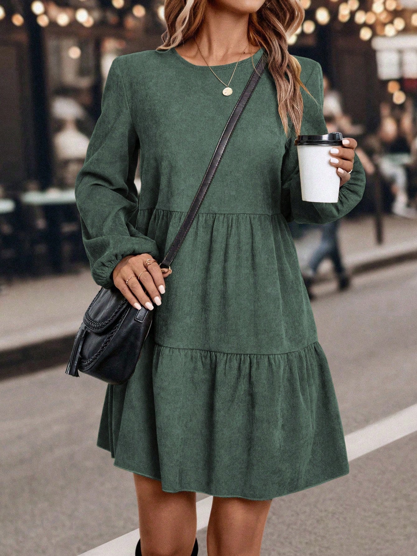 This sophisticated Chic Lantern Sleeve Ruffled Hem Dress boasts an elegant ruffled hem and chic lantern sleeves for effortless elegance. Made from high-quality materials, this dress is perfect for any formal occasion or a night out on the town. Elevate your wardrobe with this timeless piece.