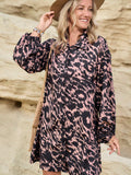 This dress is the ultimate in effortless style! Featuring a chic leopard print and long sleeves, you'll feel stylish at any occasion. Perfect for a day out or a night on the town. Get ready to turn heads and make a statement with this versatile and trendy dress.