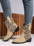 Upgrade your wardrobe with these chic leopard print slip-on short boots. With a versatile Western style and superior comfort, they are perfect for any occasion. Stay trendy and comfortable with these stylish boots.