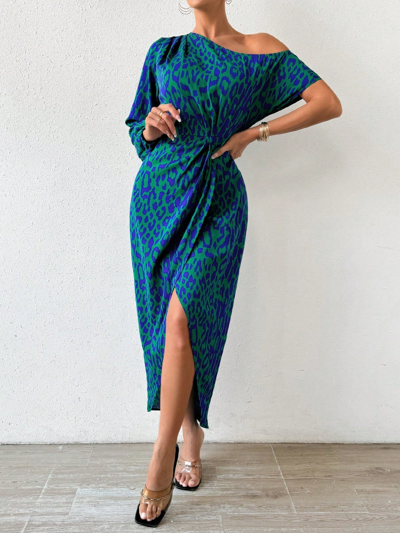 Effortlessly exude elegance in our Chic Leopard Print Twist Front Asymmetrical Neck Dress. This dress features a bold leopard print and a unique twist front detail that adds a touch of sophistication. The asymmetrical neckline creates a flattering silhouette, perfect for any occasion. Elevate your style with this must-have piece.