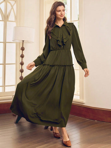 Elevate your everyday style with this charming long dress featuring a delicate ruffle hem that adds just the right amount of flair. Whether you're heading out for a casual outing, a special date night, or looking polished for the classroom, this versatile piece delivers effortless sophistication. The flowing silhouette flatters all figures while the thoughtful ruffle detail keeps things fun and feminine. A wardrobe essential that transitions seamlessly from day to night, this dress proves that looking fabul