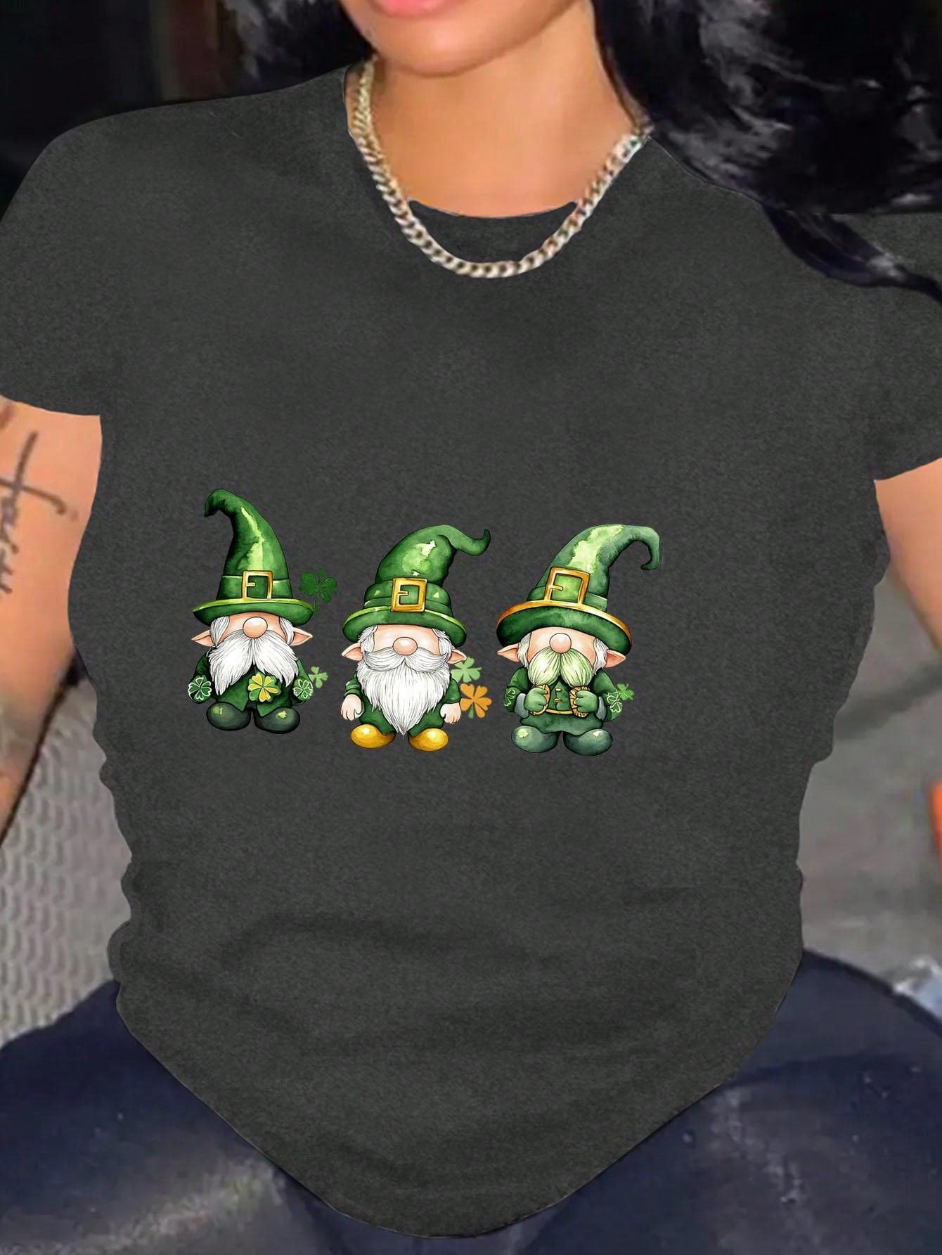 Bring some luck to your wardrobe with the Chic Luck tee! This crew neck t-shirt features a unique four-leaf clover graphic design that will add a touch of fun and whimsy to any outfit. Made for comfort and style, this tee is perfect for those who want to show off their playful side.