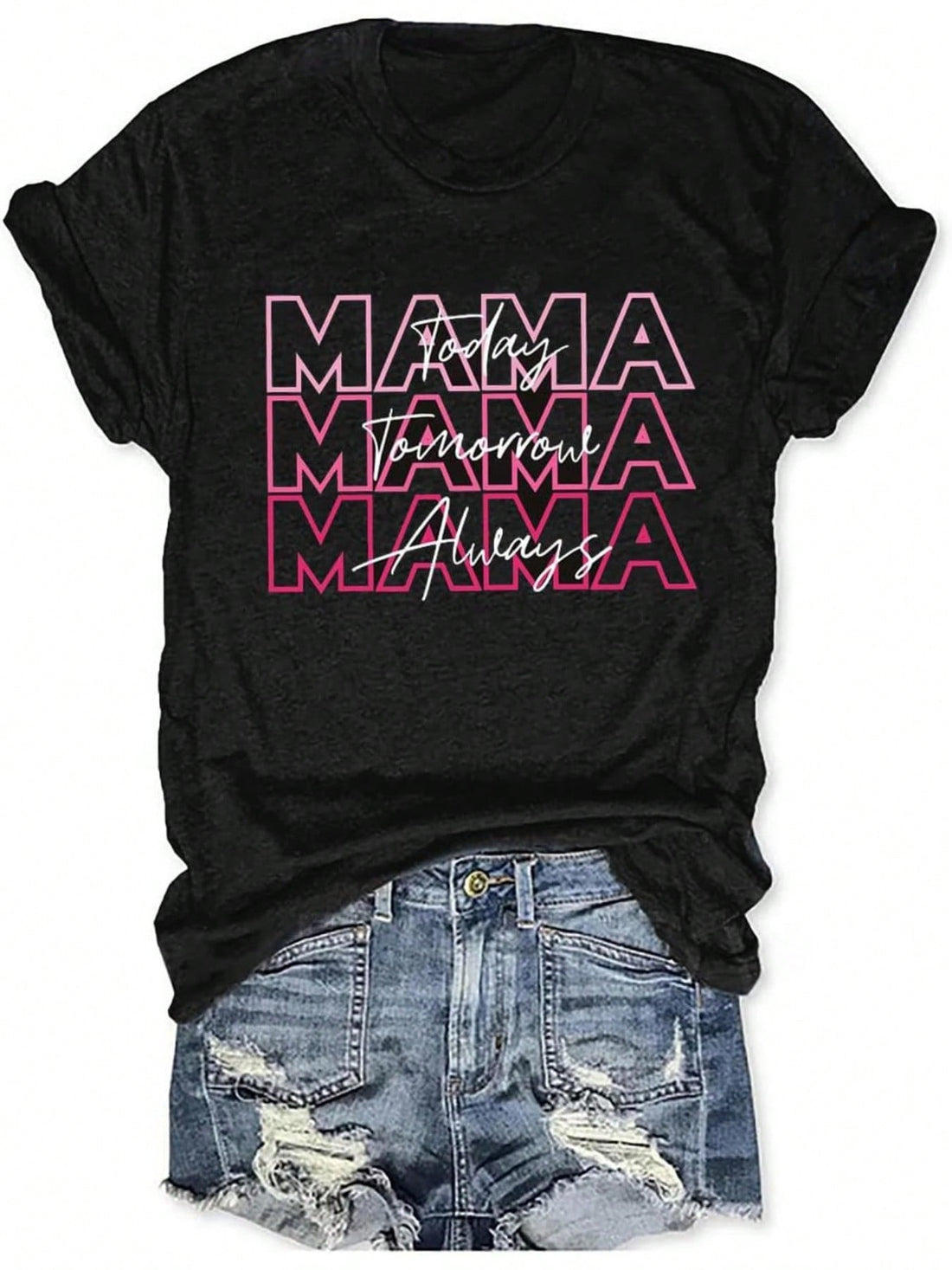 This "Chic Mama" graphic tee is perfect for stylish moms! With a casual letter print on the front and short sleeves, it's both comfortable and trendy. Show off your cool mom status with this fun and quirky tee. (Note: may induce compliments and envious looks from other moms!)