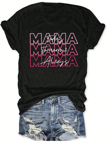This "Chic Mama" graphic tee is perfect for stylish moms! With a casual letter print on the front and short sleeves, it's both comfortable and trendy. Show off your cool mom status with this fun and quirky tee. (Note: may induce compliments and envious looks from other moms!)
