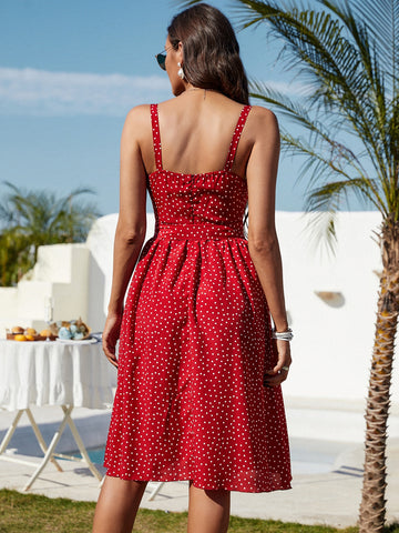 Dance into the New Year with style in our Chic Maxi Polka Dot Dress! Featuring a flirty frill trim and a flattering belt, this dress will surely turn heads. Perfect for any New Year celebration, you'll stand out in the crowd with this playful and stylish dress!