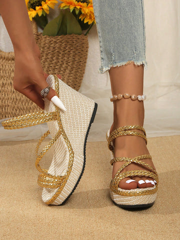 Step into summer with a touch of chic style in our Metallic Bar Accent Wedge Heel Sandals. These versatile sandals feature a sleek metallic bar accent, adding a touch of elegance to your summer wardrobe. With a comfortable wedge heel, they are perfect for any occasion (including beach barbeques and rooftop cocktails!). Get ready to elevate your summer style game!