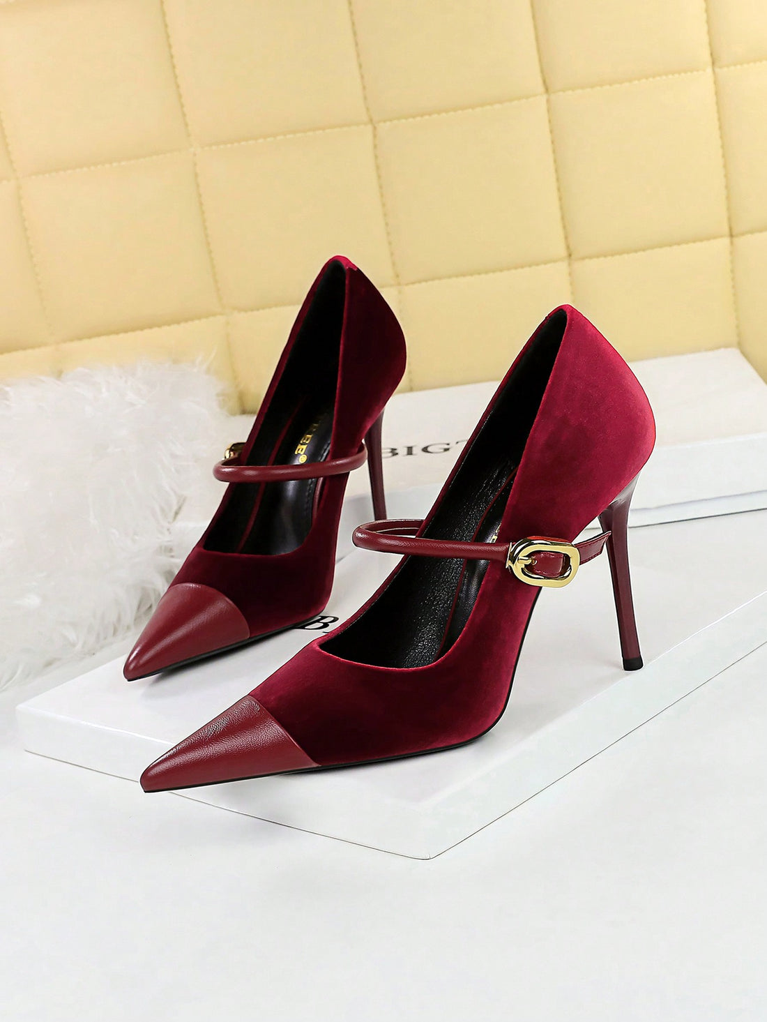 Elevate your party look with our Chic Metallic Buckle Suede High Heels. Featuring a sleek pointed toe and single strap, these heels are perfect for any occasion. The metallic buckle adds a touch of glamour while the suede material adds a touch of sophistication. Step into style and comfort with these must-have party heels.