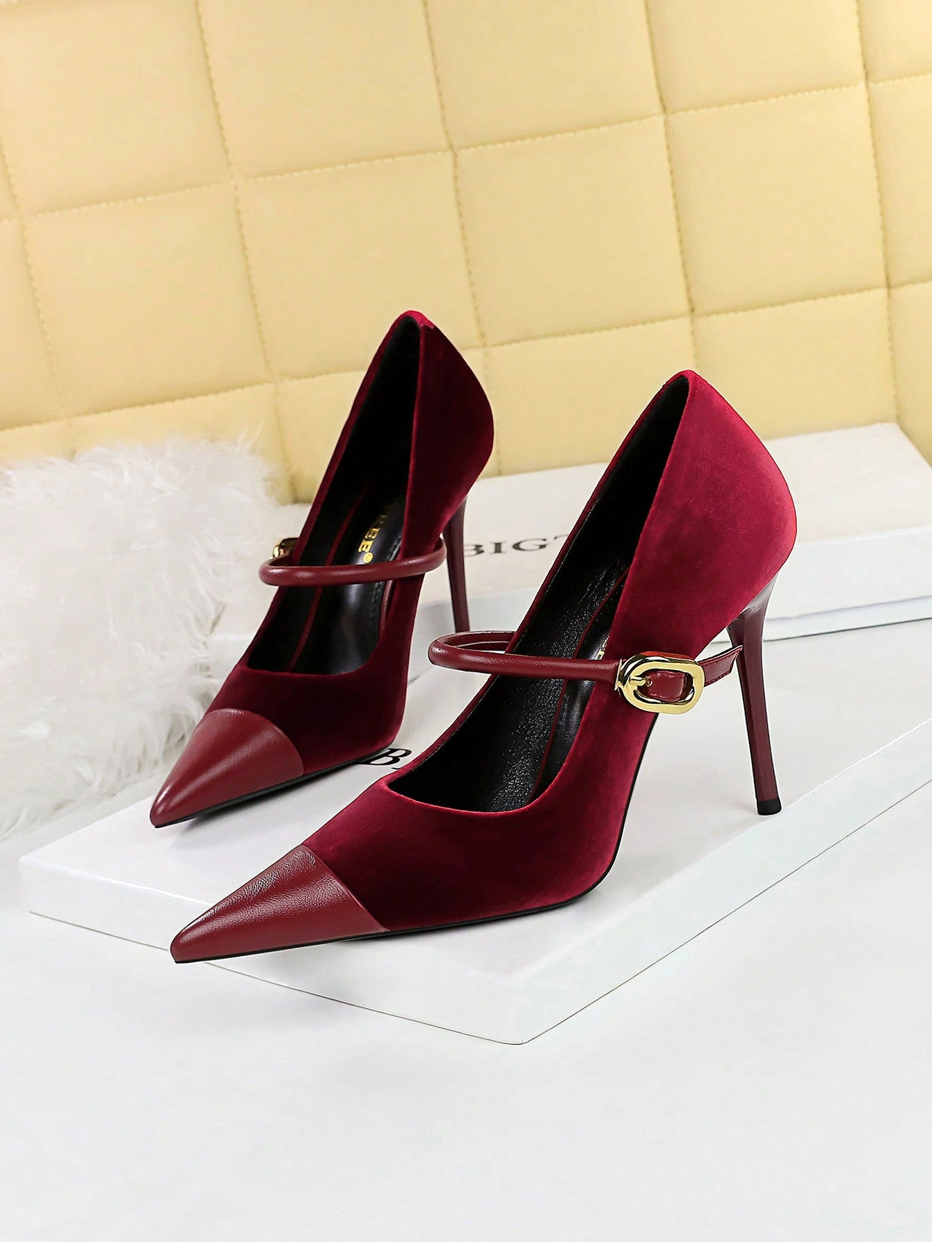 Elevate your party look with our Chic Metallic Buckle Suede High Heels. Featuring a sleek pointed toe and single strap, these heels are perfect for any occasion. The metallic buckle adds a touch of glamour while the suede material adds a touch of sophistication. Step into style and comfort with these must-have party heels.