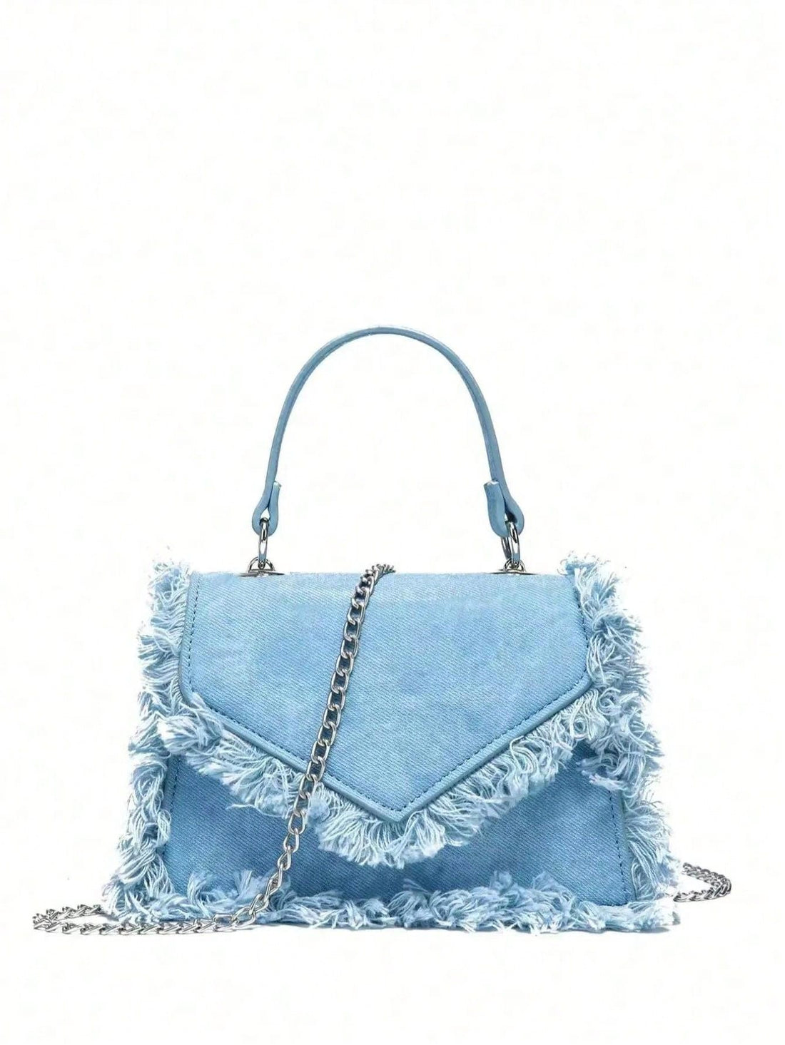 Elevate your style with our Chic Minimalist Fringe Mini Bag! This stylish square crossbody features a trendy chain strap and comes in a sleek blue hue. Perfect for any occasion, this bag adds a touch of sophistication to any outfit. Upgrade your accessory game today!