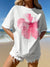 Chic Minimalist Pink Hibiscus Floral Graphic T-Shirt for Effortless Summer Style