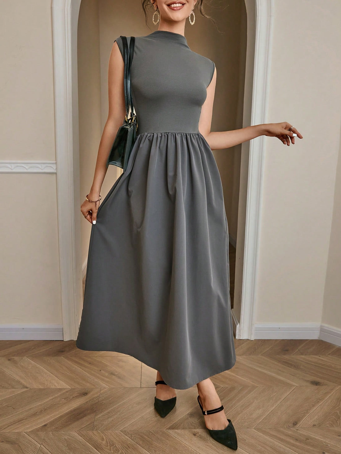 Celebrate in style with our Chic Mock Neck A-Line Dress! Perfect for any occasion, from holidays to formal events. Its mock neck adds a chic touch while the A-line silhouette flatters in all the right places. Be the center of attention wherever you go in this versatile dress.