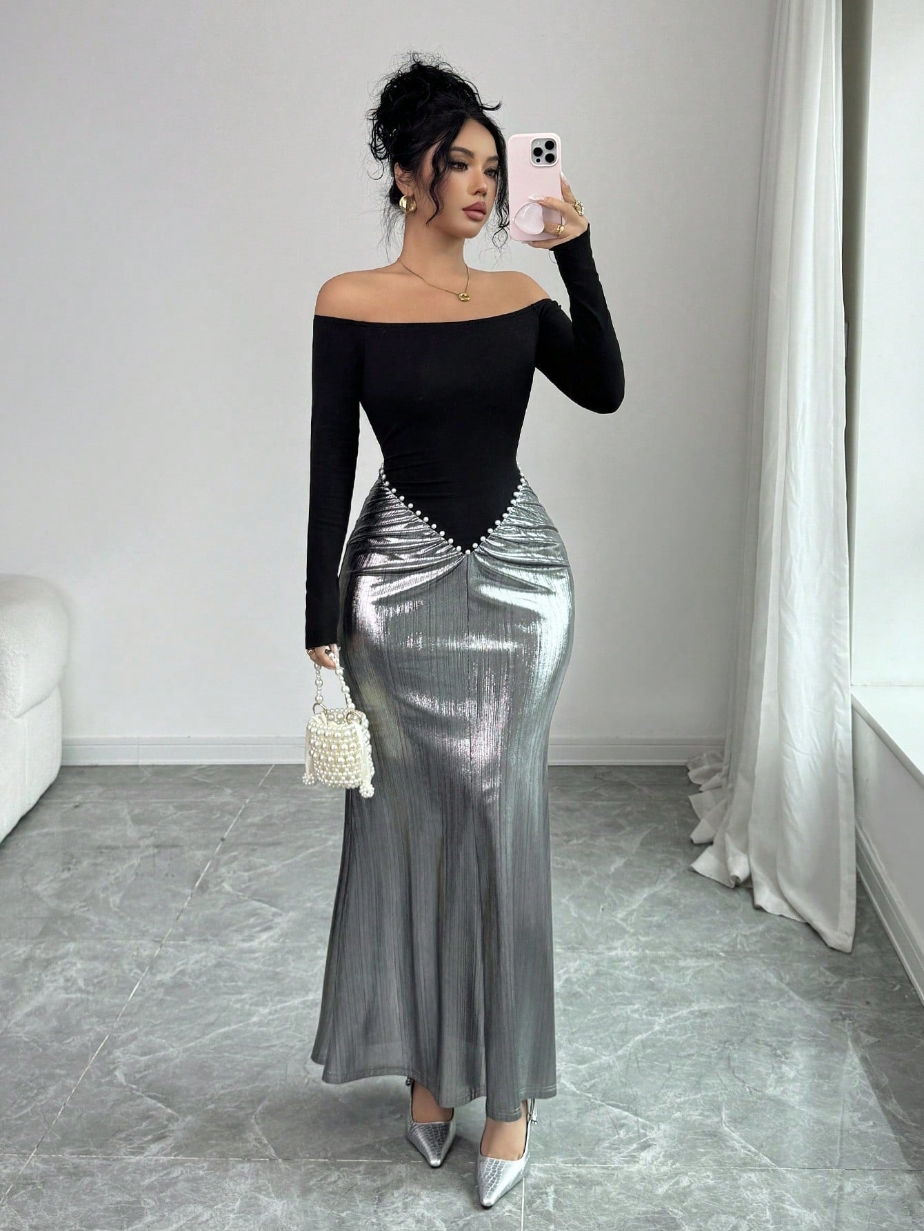 Turn heads in this stunning off-shoulder color block dress that effortlessly blends sophistication with fun. The fitted silhouette hugs your curves just right, while playful ruffles add movement and personality to the long sleeves. Bold color blocking creates visual interest and flatters every figure. Whether you're heading to brunch, a night out, or making a statement at any occasion, this chic piece delivers style that feels both polished and playfully confident. A wardrobe essential that proves you don't