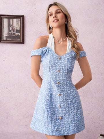 Turn heads effortlessly in this chic off-shoulder daisy jacquard dress designed to brighten your wardrobe. The playful tie neck adds a flirty touch, while the textured fabric brings subtle sophistication. Perfect for casual outings or weekend adventures, this dress combines comfort and style for your next fashion statement.