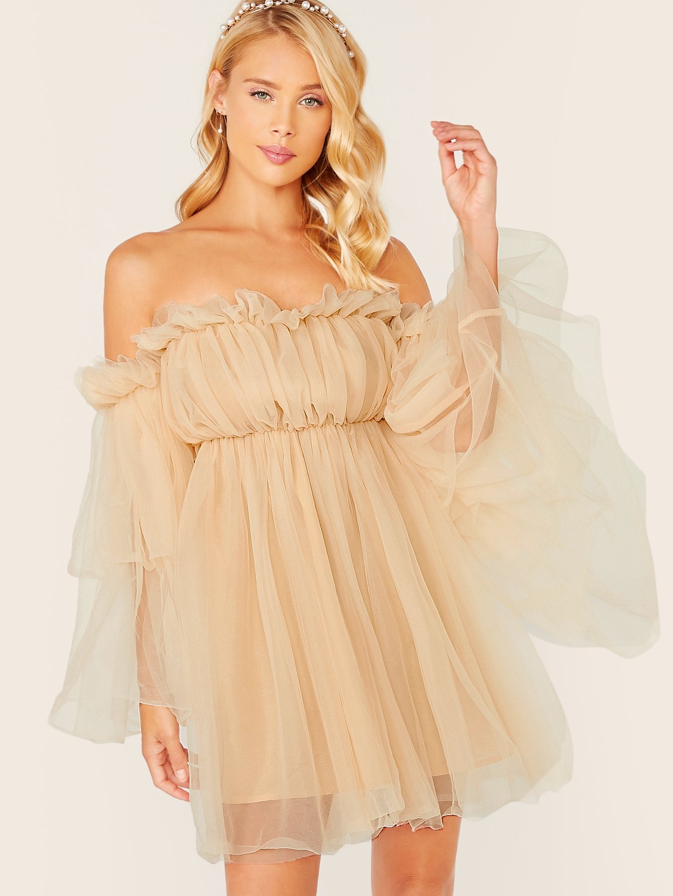 Unleash your effortless elegance with this chic (and chic-ky) Off-Shoulder Ruffle Mesh Dress. The flowy mesh fabric and charming ruffle details make it perfect for any occasion that calls for a touch of sophistication. Give your wardrobe a stylish upgrade with this dress that exudes charm and grace.