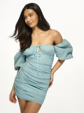 Elevate your spring and summer wardrobe with this Chic Off-Shoulder Textured Mini Dress! The puff sleeves add a stylish touch while the textured fabric adds a unique flair. Perfect for a night out, this dress is sure to turn heads. Be the talk of the town in this chic and playful dress.