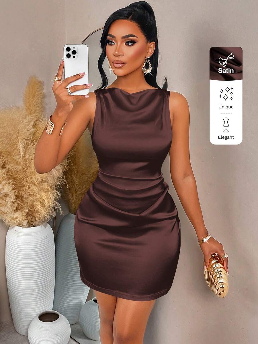 Elevate your party game with this stunning off-the-shoulder satin mini skirt—the perfect piece for making a bold statement this season. The luxe satin fabric drapes beautifully while the daring off-shoulder neckline adds instant sophistication and flirtation. Designed for autumn-winter celebrations, this skirt transitions seamlessly from cocktail hours to late-night dancing. Whether you're heading to a holiday gathering or a night out with friends, this chic essential delivers red-carpet-worthy style withou