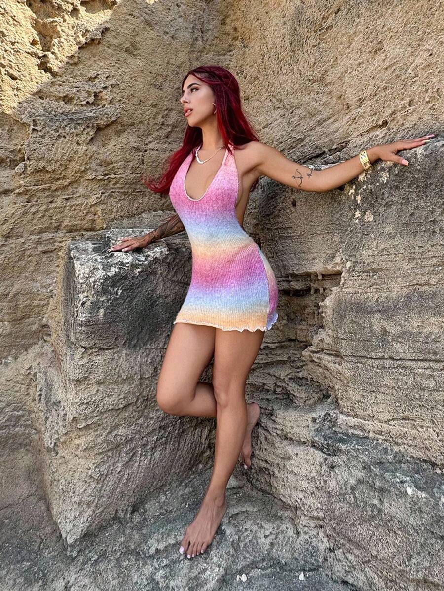 Experience the breathtaking fusion of artisanal color-gradient heritage and sharp, modern architectural tailoring. This stunning ombre knitted ensemble is meticulously designed for the woman who values a high-fashion, "quiet luxury" approach to seasonal dressing—the ultimate centerpiece for prestigious music festivals, exclusive coastal retreats, and high-authority night outs.