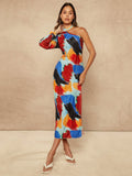 Elevate your style with our Chic One-Shoulder Abstract Plisse Dress! Show off your sophisticated side with this unique design that is perfect for any occasion. The one-shoulder cut adds a touch of elegance, while the abstract print and plisse fabric create a bold and eye-catching look. Upgrade your wardrobe with this must-have dress!