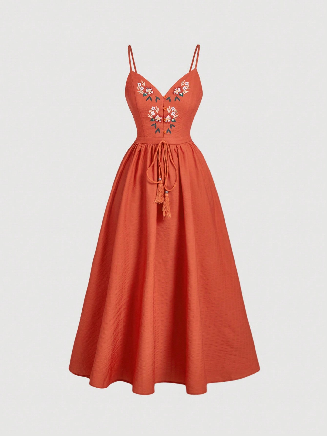 Chic Orange Floral Print Flared Dress for Effortless Beach and Country – Canary Houze