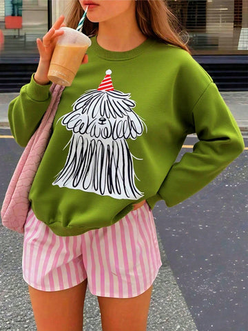 Elevate your cozy game with this effortlessly chic oversized green pullover sweatshirt. Designed for those who love the perfect blend of comfort and style, this piece is your new go-to for layering through fall and winter. The relaxed fit drapes beautifully over everything from fitted tees to thermal tops, while the rich green hue pairs seamlessly with your favorite denim, leggings, or joggers. Whether you're grabbing coffee, working from home, or heading out for weekend adventures, this sweatshirt delivers