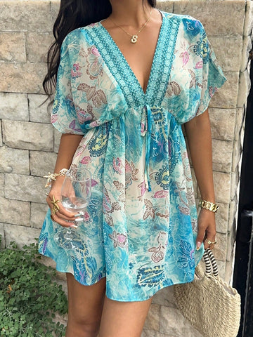 Step into summer fun with this playful paisley print chiffon mini dress. Its lightweight fabric keeps you cool while the breezy silhouette invites effortless movement. Perfect for sunny days or vacation getaways, this dress combines comfort with flirty charm to keep your style fresh and vibrant wherever you go.