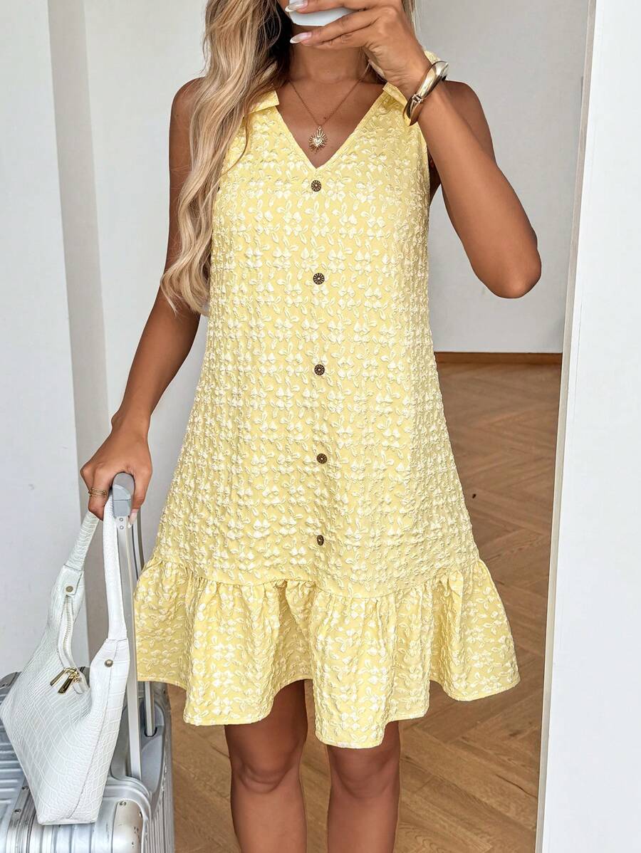 Sunshine never looked so good! This charming pale yellow mini dress brings effortless elegance to your warm-weather wardrobe. The delicate bow accent adds a flirty touch that works beautifully for casual outings, beach getaways, or laid-back vacation vibes. Lightweight and breezy, it's the perfect go-to piece when you want to feel put-together without trying too hard. Pair it with sandals for a relaxed day look or dress it up with accessories for evening fun. Your summer style just got a major upgrade!