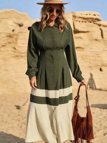 Add some fun to your wardrobe with our Chic Patchwork Cinched Waist Long Sleeve Shirt Dress! This dress features a unique, playful patchwork design and a cinched waist for a flattering fit. Perfect for any occasion, it's sure to bring some sass to your style. (No more boring outfits!)