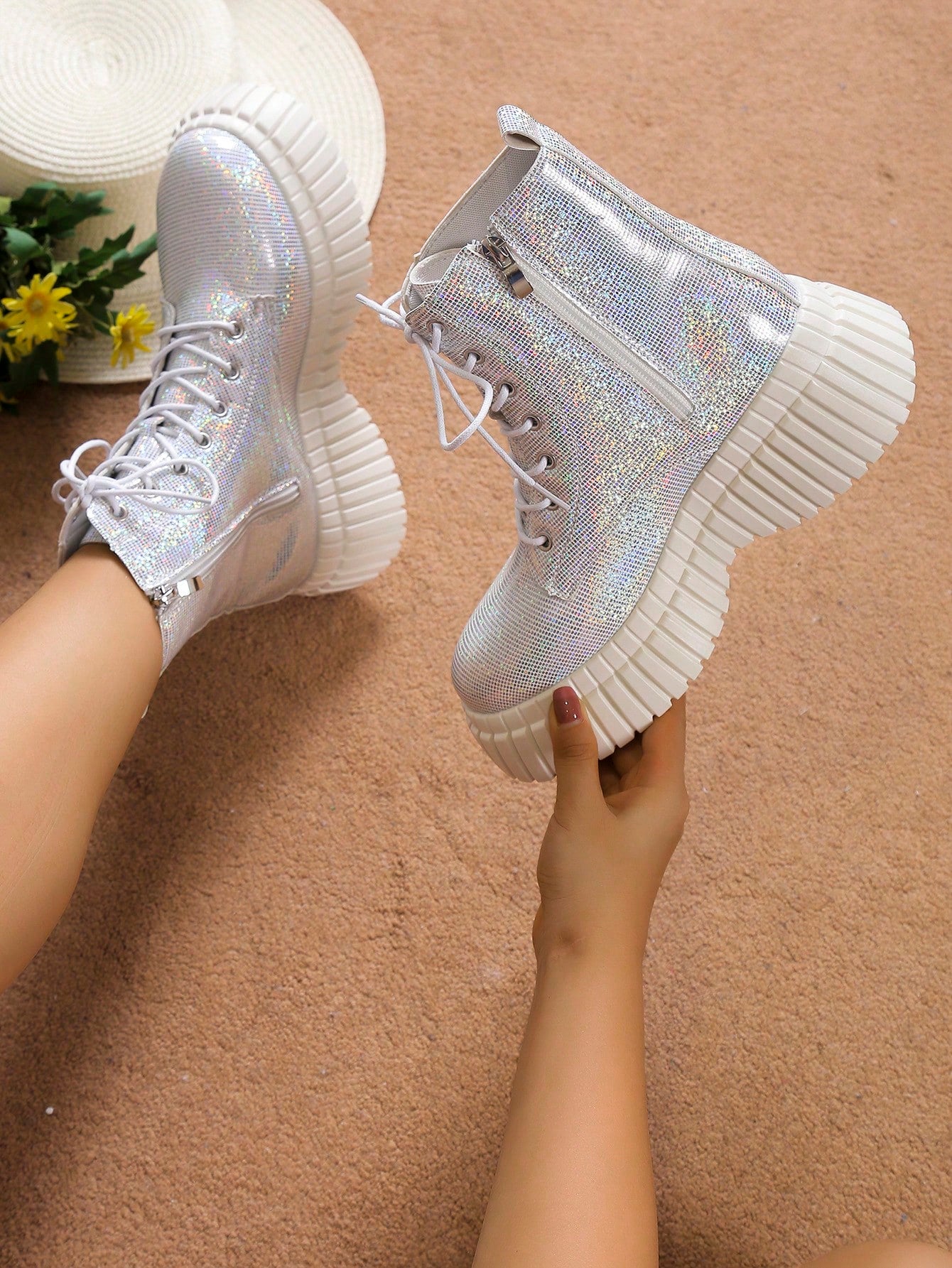 Step into sparkle and turn heads this season with these Chic Pink Glitter Chunky Mid-Heel Short Boots. Perfect for autumn and winter, they blend bold shimmer with cozy comfort. The mid-height chunky heel adds just the right lift for dancing through chilly days or nights out, while the short boot design keeps your look fresh and fun. Add a dazzling pop to your fall and winter wardrobe with boots that shine as bright as your style!