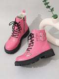Enhance your spring and autumn wardrobe with these chic and trendy Chic Pink Grunge Punk Studded Heart Lolita Boots. Made with high-quality materials, these boots feature a unique studded heart design that adds a touch of punk and grunge to your style. Perfect for both fashion-forward and edgy looks, these boots are a must-have for any trendy girl.