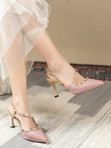 Step into the ultimate party shoe - our Chic Pink High Heel Sandals! These strappy stilettos add a touch of charm to any summer occasion, with a rivet toe cap for added style. Perfect for dancing the night away or standing out at a special event.