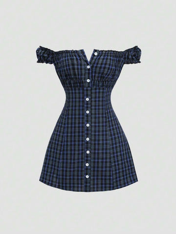Step into summer with this playful plaid off-shoulder mini dress that perfectly blends comfort and style. The cinched waist flatters your figure while adding a fun, flirty touch. Lightweight and breezy, it’s ideal for sunny days and spontaneous adventures. Effortless chic has never looked so good!