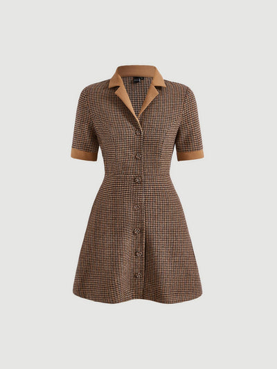 Experience sophistication and style with our Chic Plaid Print Dress. Featuring a timeless plaid print, this dress is designed with a button-front closure and lapel collar for a polished look. Made with high-quality materials, it ensures comfort and durability. Elevate your wardrobe with this versatile and fashionable dress.